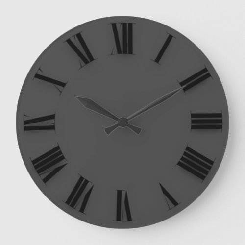 Modern Minimalism Black Gray Roman Numbers Large Clock