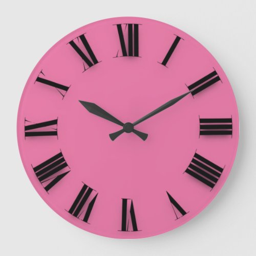 Modern Minimalism Black Numbers Pink Blush Large Clock