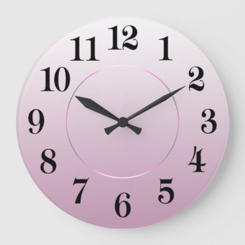 Modern Minimalism Black Pink Arabic Numbers Large Clock