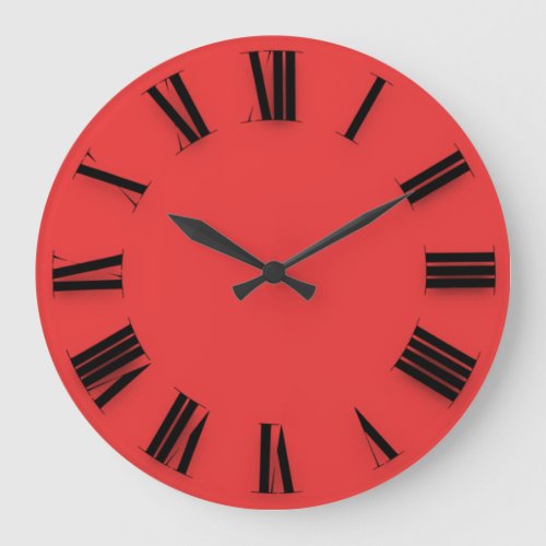 Modern Minimalism Black Red Roman Numbers Large Clock