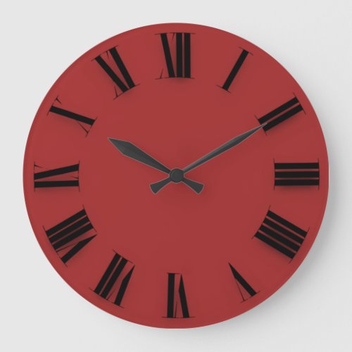 Modern Minimalism Black Red Roman Numbers Large Clock