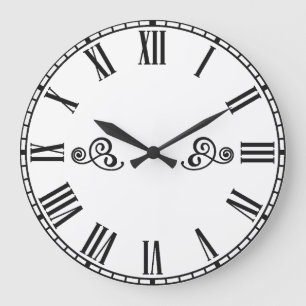 Modern Minimalism Black Roman Numbers Large Clock