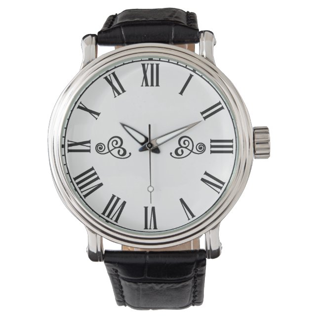 Modern Minimalism Black Roman Numbers  Watch (Front)