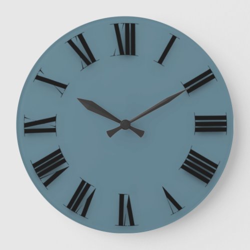 Modern Minimalism Black Smoky Teal Blue Large Clock