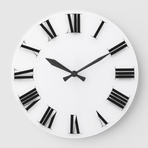 Modern Minimalism Black White Roman Numbers Large Clock