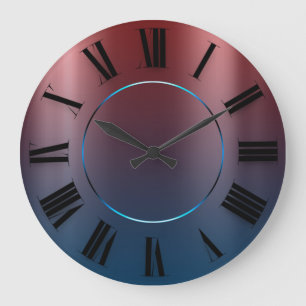 Modern Minimalism Burgundy Maroon Roman Numbers Large Clock