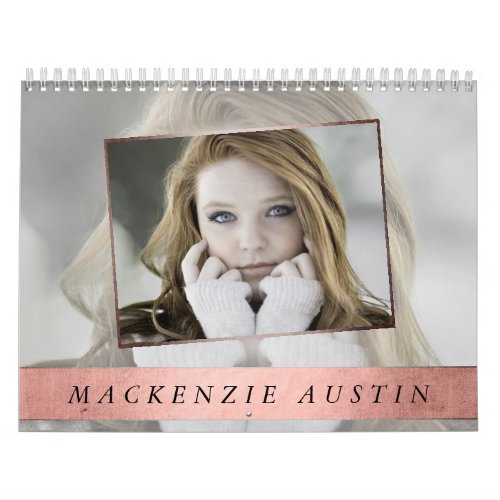 Modern Minimalism  Coral Custom 12 Photo Overlay Calendar