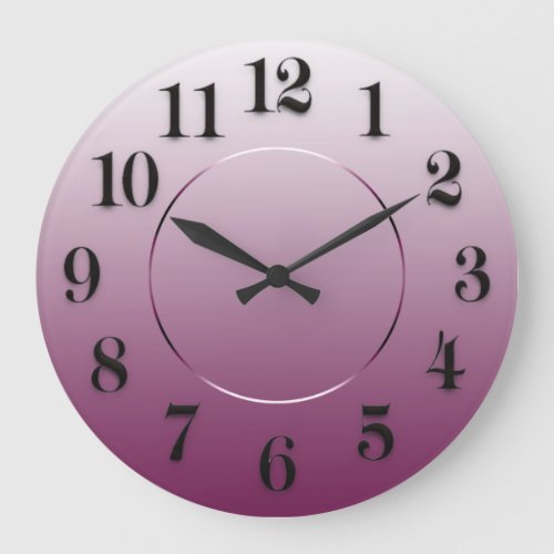Modern Minimalism Eggplant Pink Arabic Numbers Large Clock