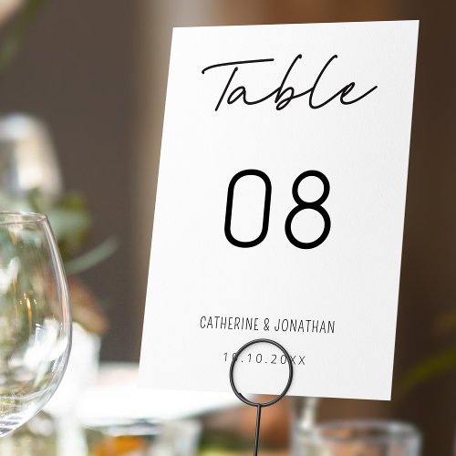 Modern Minimalism Elegant Wedding Table Number