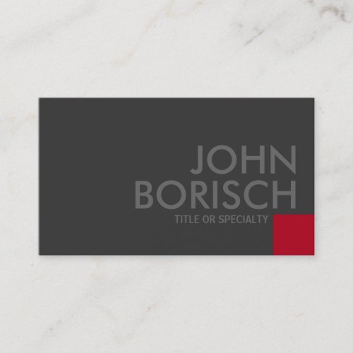 Modern Minimalism Grey Red Square Business Card
