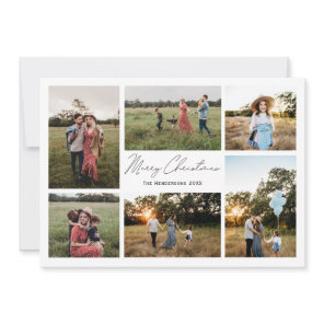 Modern Minimalism Merry Christmas 6 Photo Holiday Card