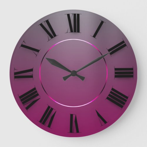 Modern Minimalism Pink Gray Ombre Roman Numbers Large Clock