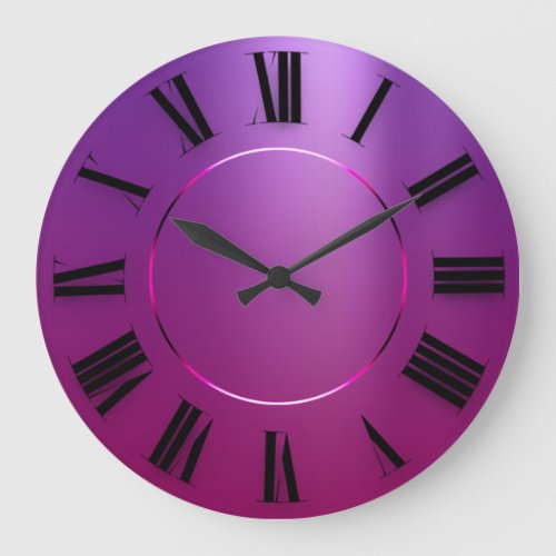 Modern Minimalism Pink Purple Roman Numbers Large Clock