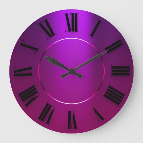 Modern Minimalism Pink Violet Roman Numbers Large Clock