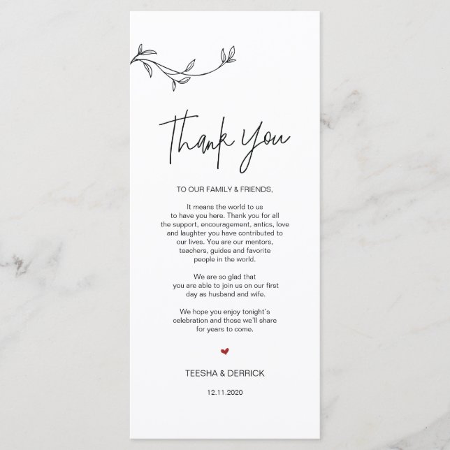 Modern Minimalism Place Setting Thank You Card (Front)