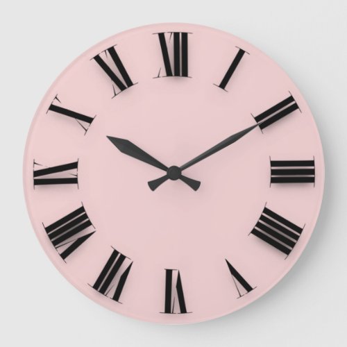 Modern Minimalism Rose Blush Roman Numbers Large Clock