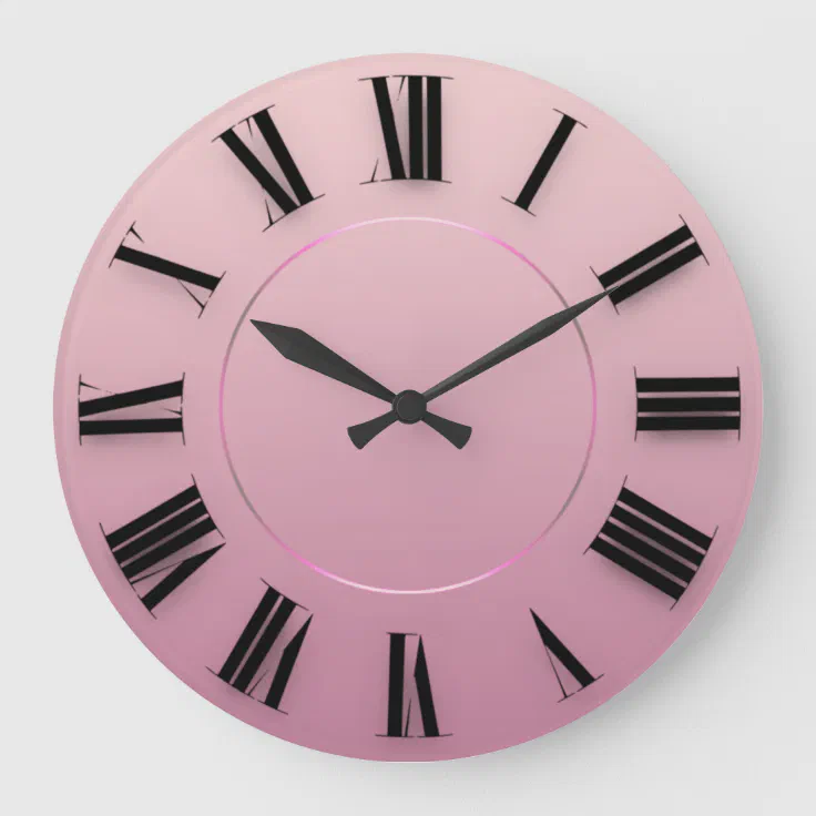 Modern Minimalism Rose Roman Numbers Large Clock 