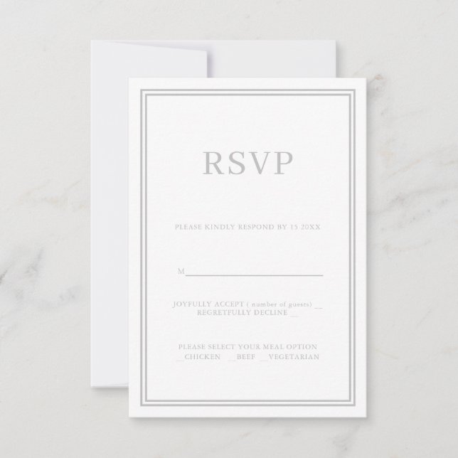 Modern Minimalism RSVP Response Card Gray (Front)