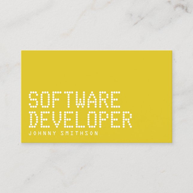 Modern minimalism style digital text lemon yellow business card (Front)