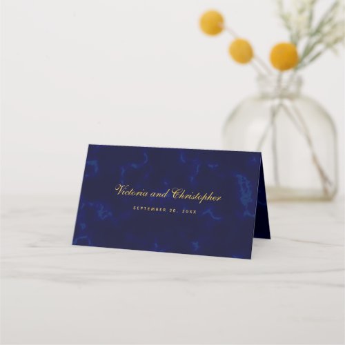 Modern Minimalism Style Script Navy Blue Wedding Place Card