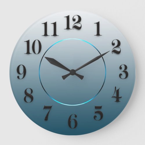 Modern Minimalism Teal Blue Ombre Arabic Numbers Large Clock