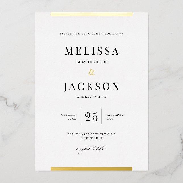 Modern Minimalism Wedding Foil Invitation (Front)