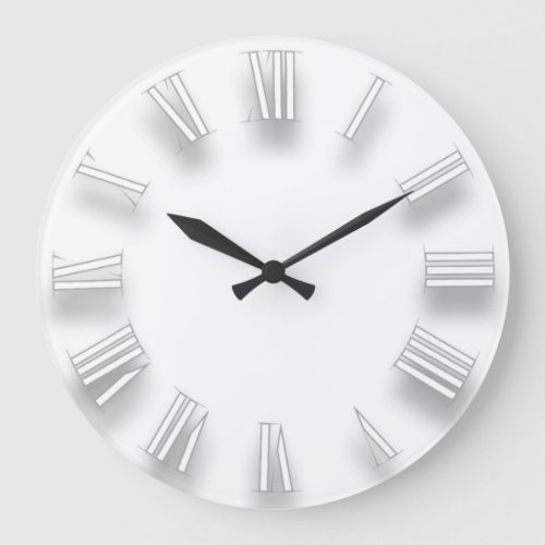 Modern Minimalism White Gray 3D Roman Numbers Large Clock