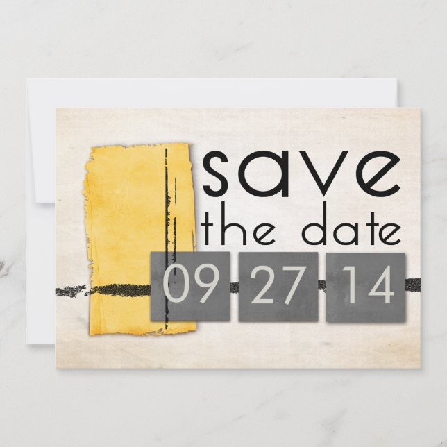 Modern Minimalism Yellow  Gray Save the Date (Front)