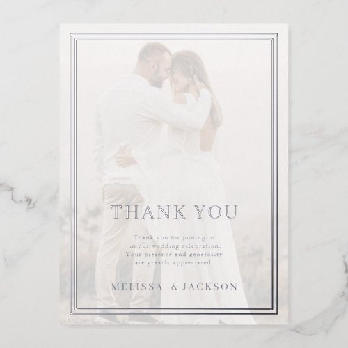 Modern Minimalisrt Wedding Thank You  Foil Invitation Postcard