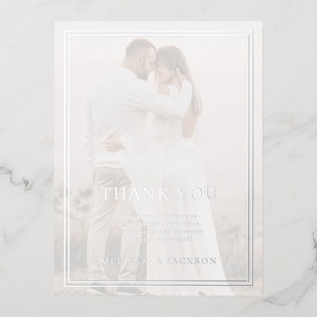 Modern Minimalisrt Wedding Thank You  Foil Invitation Postcard (Front)