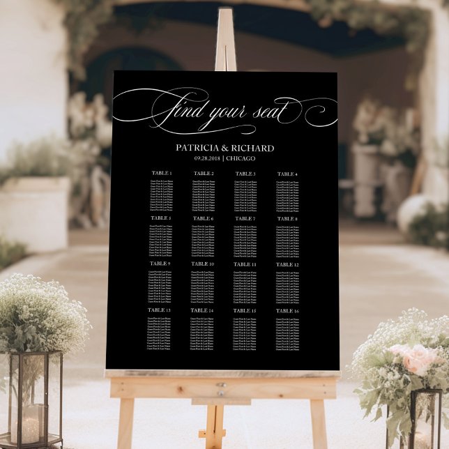 Modern Minimalist 12 Table Wedding Seating Chart Foam Board (Creator Uploaded)