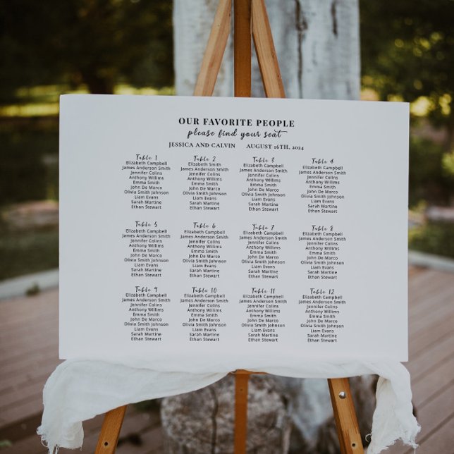 Modern Minimalist 12 table Wedding Seating Chart  Foam Board (Creator Uploaded)