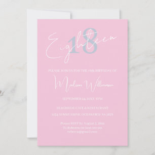 Modern Minimalist 18th Birthday Invitation
