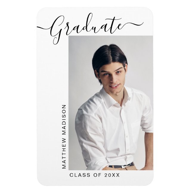 Modern Minimalist 1 Photo Grad Announcement Magnet (Vertical)