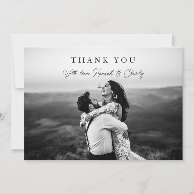 Modern Minimalist 1 Photo Thank You Card (Front)
