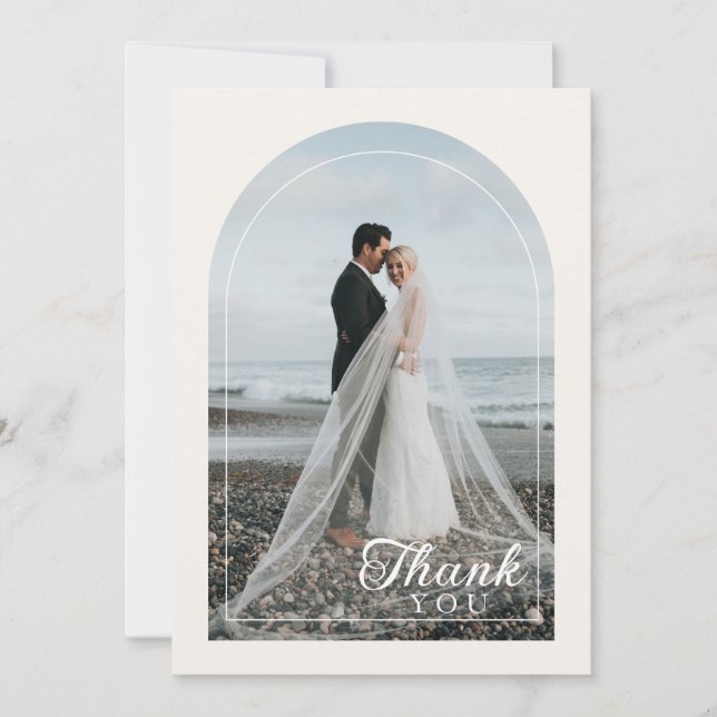 Modern Minimalist 1 Photo Thank You Dankeskarte Card (Front)