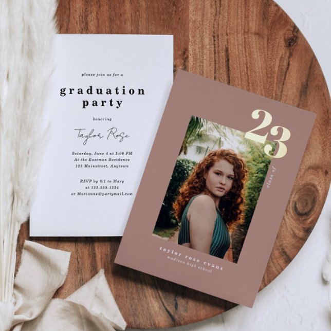 Modern Minimalist 2023 | Photo Graduation Foil Invitation (Creator Uploaded)