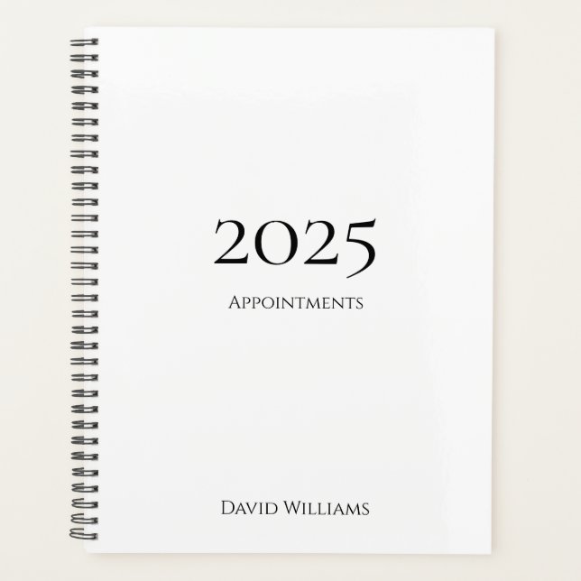 Modern Minimalist 2024 Black White Appointment  Planner (Front)
