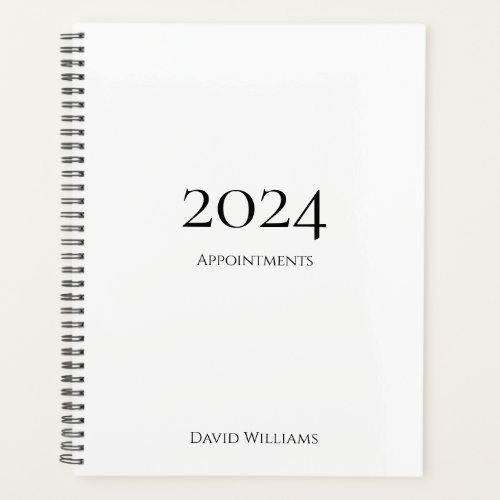 Modern Minimalist 2024 Black White Appointment  Planner