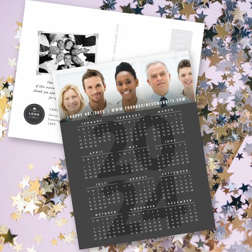 Modern Minimalist 2024 Calendar New Year Photo Holiday Postcard