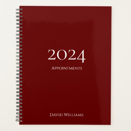 Modern Minimalist 2024 Red Appointment  Planner