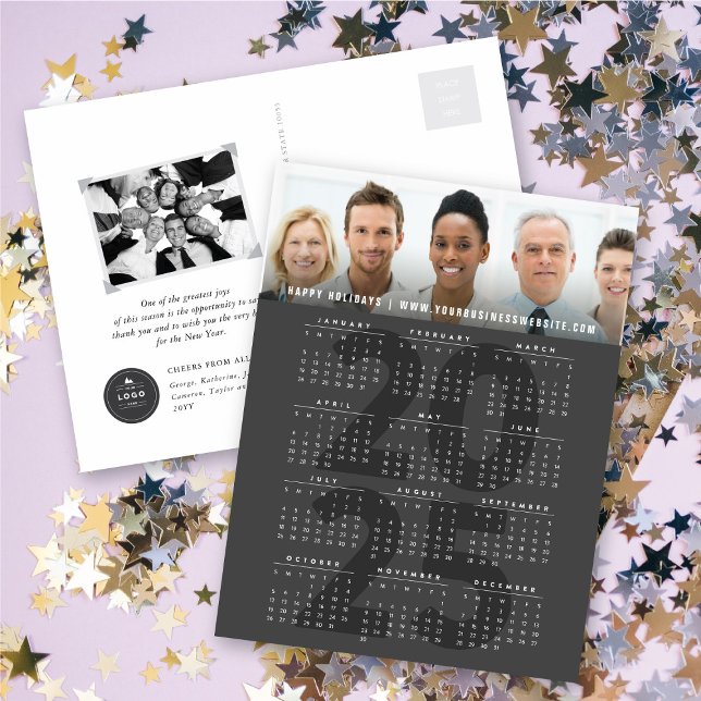 Modern Minimalist 2025 Calendar New Year Photo Holiday Postcard (Modern Minimalist 2025 Calendar New Year Photo Holiday Postcard @ fat_fa_tin)