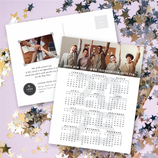 Modern Minimalist 2025 Calendar New Year Photo Holiday Postcard (Modern Minimalist 2025 Calendar New Year Photo Holiday Postcard @ fat_fa_tin)