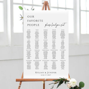Modern minimalist 20 tables seating plan poster