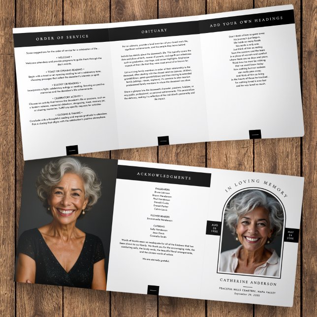 Modern Minimalist 2-Photo Funeral/Memorial Service Tri-Fold Program (Creator Uploaded)