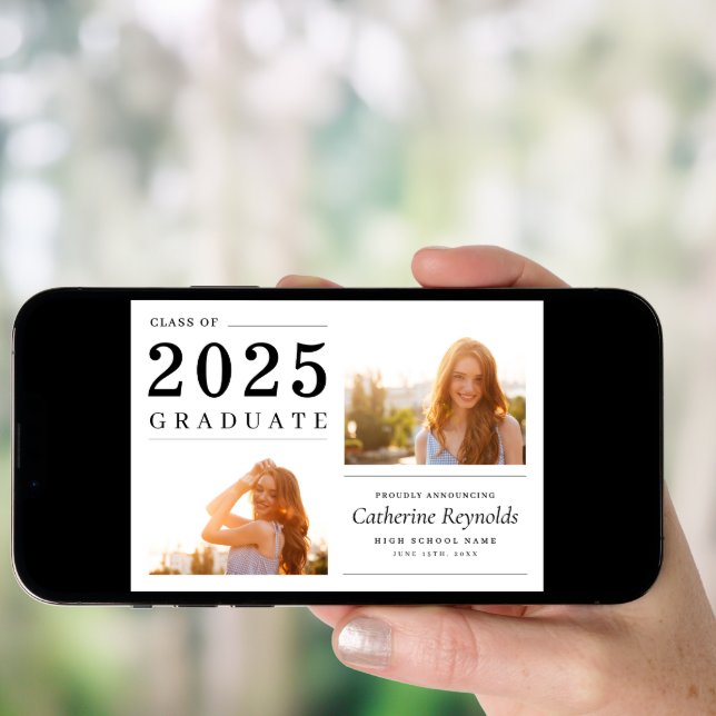 Modern Minimalist 2 Photo Graduation Announcement (Front Digital)