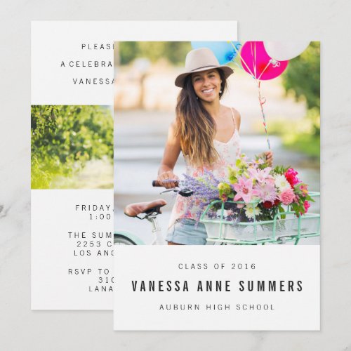 Modern Minimalist 2 Photo Graduation Announcement