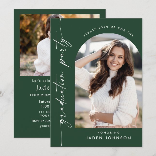 Modern Minimalist 2 PHOTO Graduation Party Invitation (Front/Back)