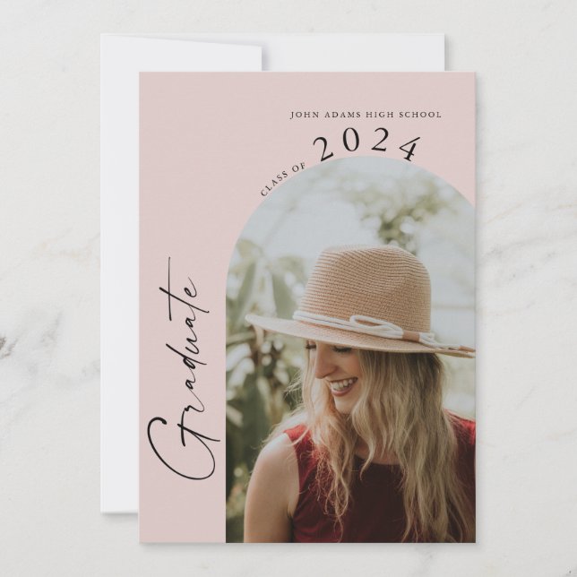 Modern Minimalist 2 Photo Graduation Party  Invitation (Front)