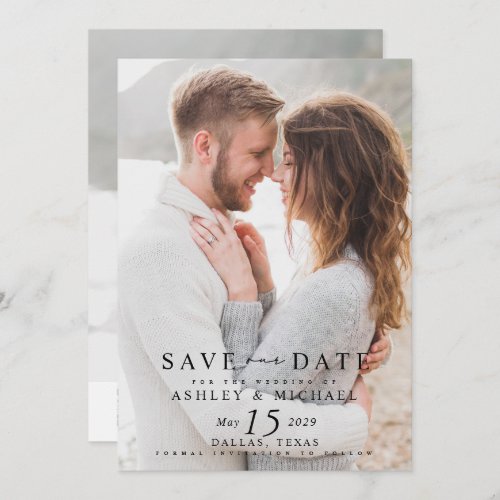 Modern Minimalist 2 Photo QR Code Website Overlay Save The Date